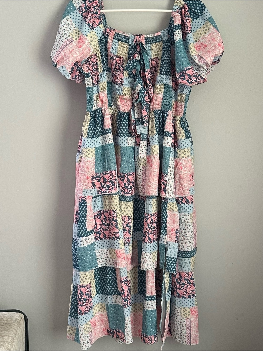 Simply southern tiered smocked patchwork midi / maxi dress xxl women’s nwt - Picture 2 of 11